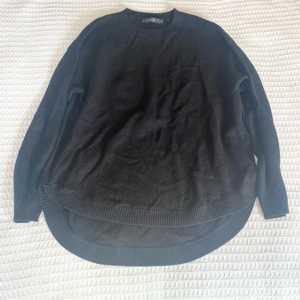 Fashion Black Knit Sweater XL